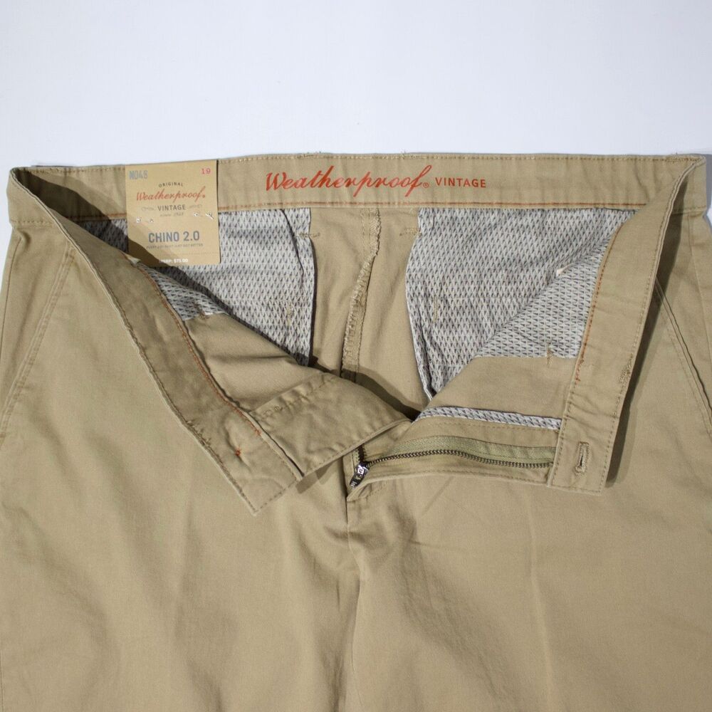 NWT Weatherproof Vintage Chino 2.0 Slim Straight Stretch Pants Khaki Men 36x32 - Picture 7 of 15